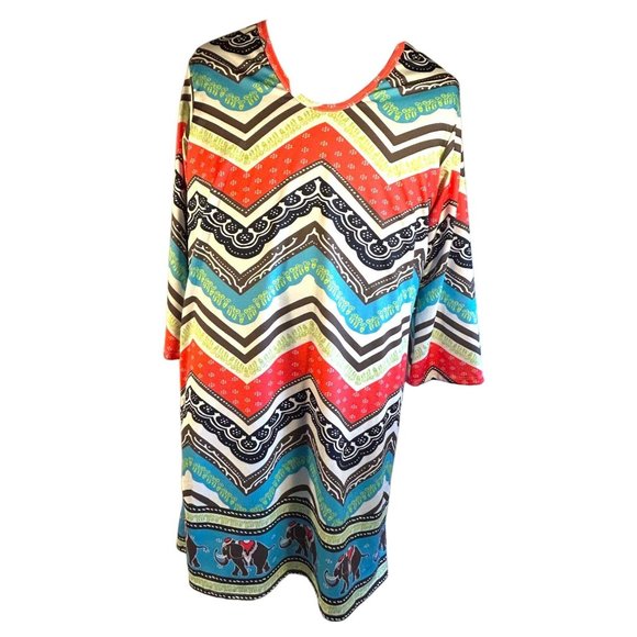 Lolly Wolly Doodle Tops - Lolly Wolly Doodle Shirt Womens Size XL Elephant Tunic